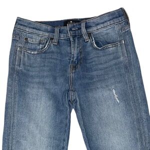 7 For All Mankind Blue The Skinny Ankle Jeans Size 25 with White Side Stitch